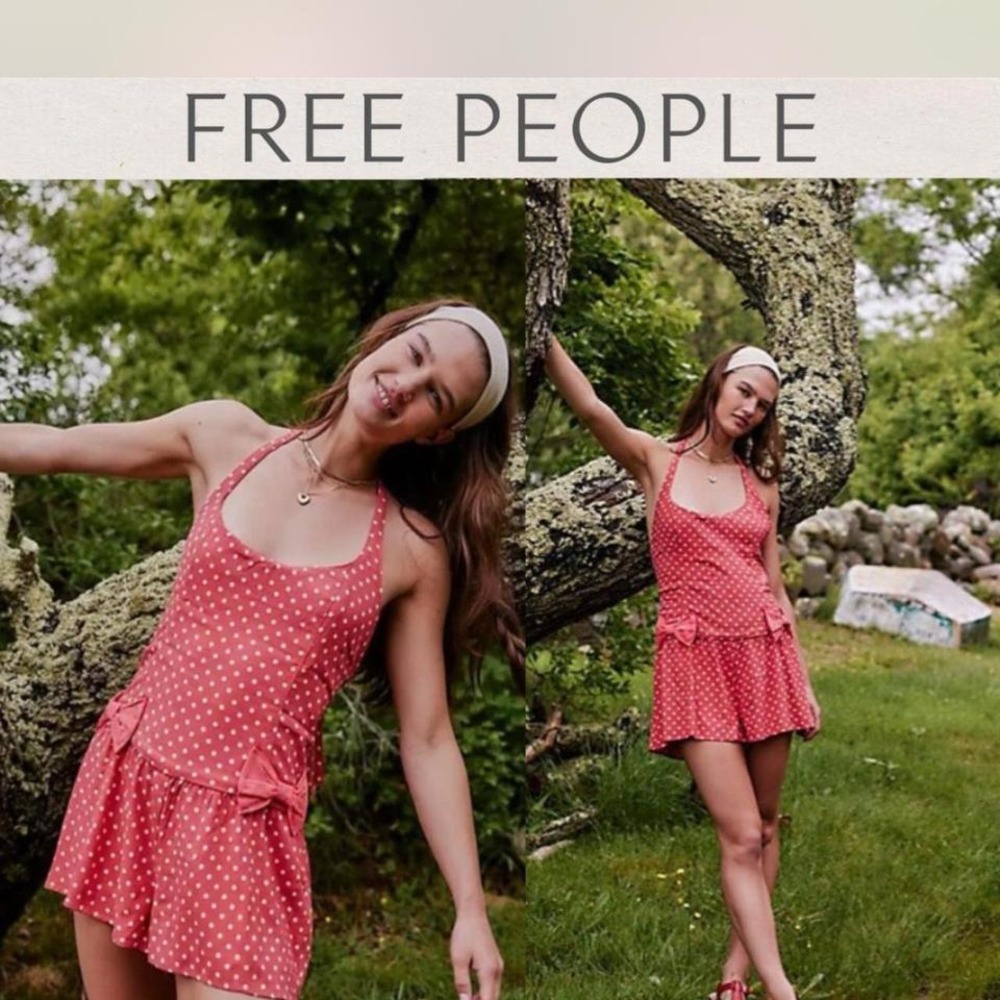 Free People High Strung Romper Polka Dot Romper With Bow Details Size: XL